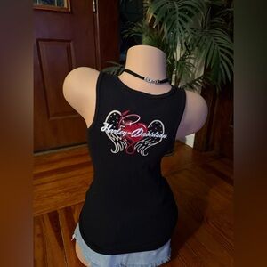 Harley-Davidson Black Tank with Red and White Heart Graphic